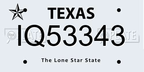 IQ53343 Texas License Plate