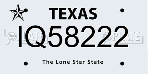 IQ58222 Texas License Plate