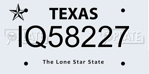 IQ58227 Texas License Plate