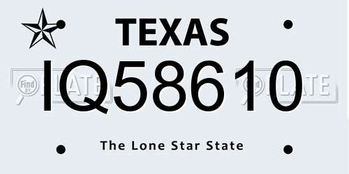 IQ58610 Texas License Plate