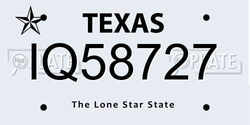 IQ58727 Texas License Plate