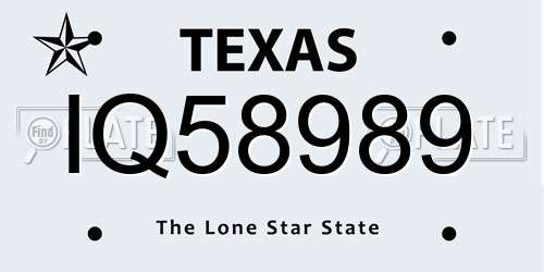 IQ58989 Texas License Plate
