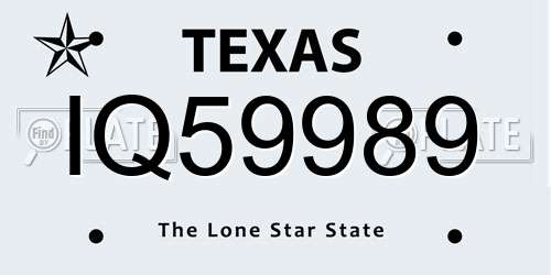 IQ59989 Texas License Plate