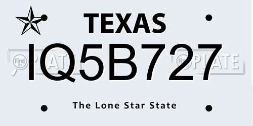 IQ5B727 Texas License Plate