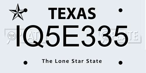 IQ5E335 Texas License Plate