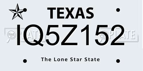 IQ5Z152 Texas License Plate