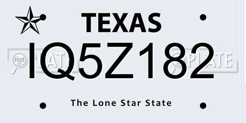 IQ5Z182 Texas License Plate