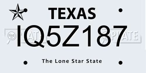 IQ5Z187 Texas License Plate