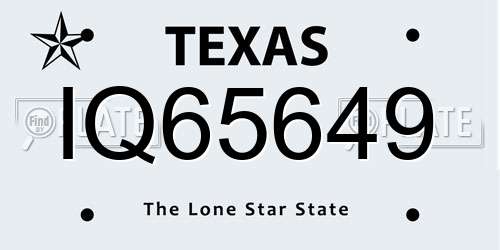 IQ65649 Texas License Plate