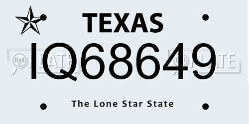 IQ68649 Texas License Plate