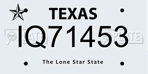 IQ71453 Texas License Plate