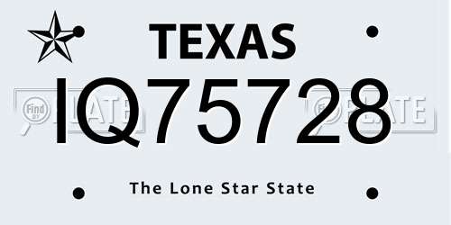 IQ75728 Texas License Plate