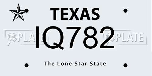 IQ782 Texas License Plate
