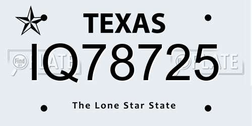 IQ78725 Texas License Plate