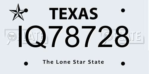 IQ78728 Texas License Plate