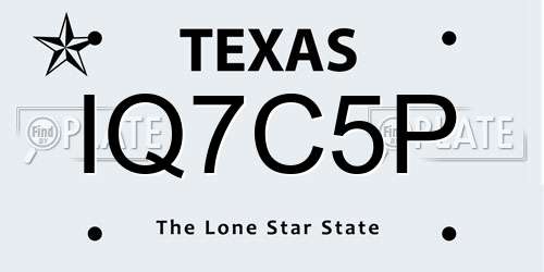 IQ7C5P Texas License Plate