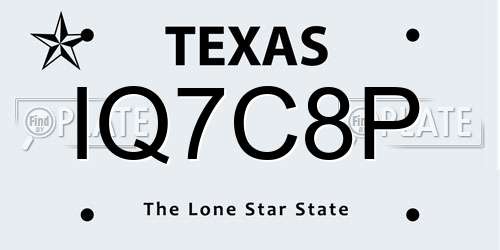 IQ7C8P Texas License Plate