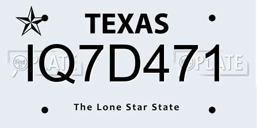 IQ7D471 Texas License Plate
