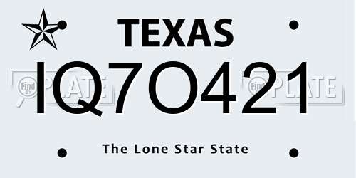 IQ7O421 Texas License Plate