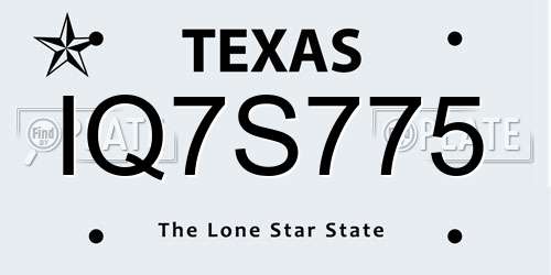 IQ7S775 Texas License Plate