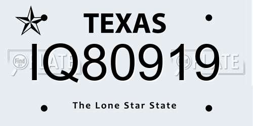 IQ80919 Texas License Plate