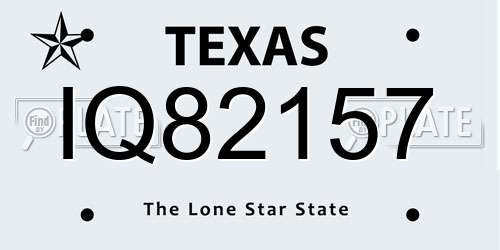 IQ82157 Texas License Plate