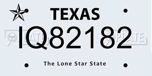 IQ82182 Texas License Plate