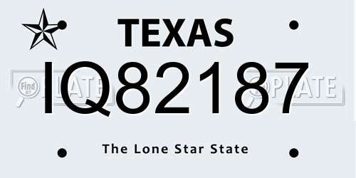 IQ82187 Texas License Plate