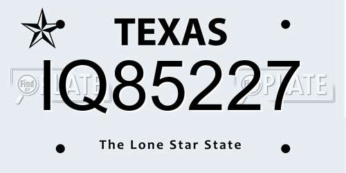 IQ85227 Texas License Plate