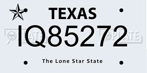 IQ85272 Texas License Plate