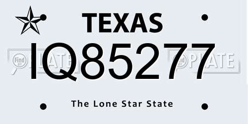 IQ85277 Texas License Plate