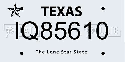 IQ85610 Texas License Plate