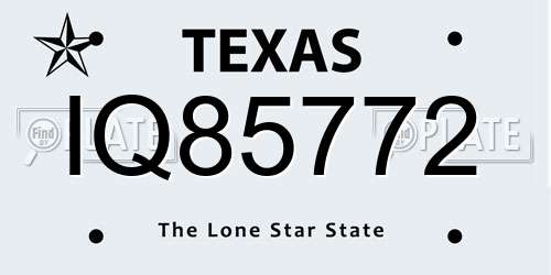 IQ85772 Texas License Plate