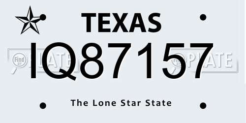 IQ87157 Texas License Plate