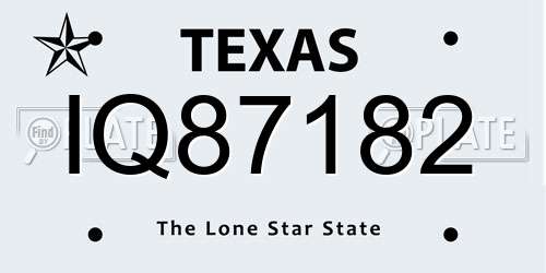 IQ87182 Texas License Plate