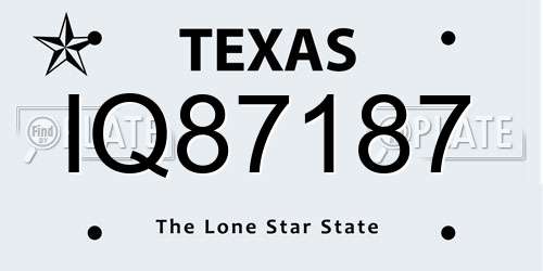 IQ87187 Texas License Plate