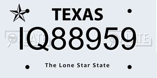 IQ88959 Texas License Plate