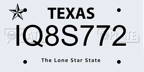 IQ8S772 Texas License Plate