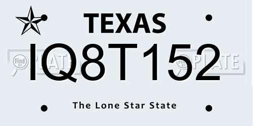 IQ8T152 Texas License Plate