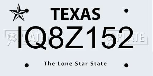 IQ8Z152 Texas License Plate