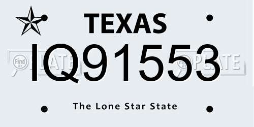 IQ91553 Texas License Plate