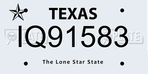 IQ91583 Texas License Plate