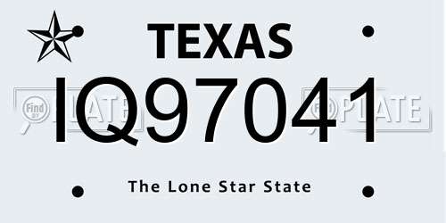 IQ97041 Texas License Plate