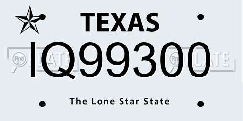 IQ99300 Texas License Plate