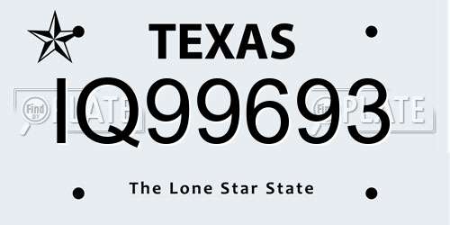 IQ99693 Texas License Plate