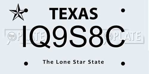 IQ9S8C Texas License Plate