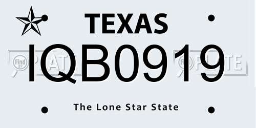 IQB0919 Texas License Plate