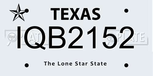 IQB2152 Texas License Plate