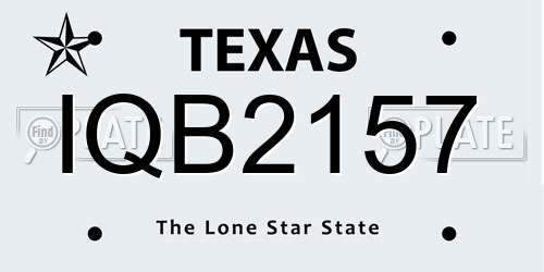 IQB2157 Texas License Plate