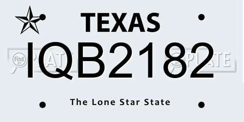 IQB2182 Texas License Plate